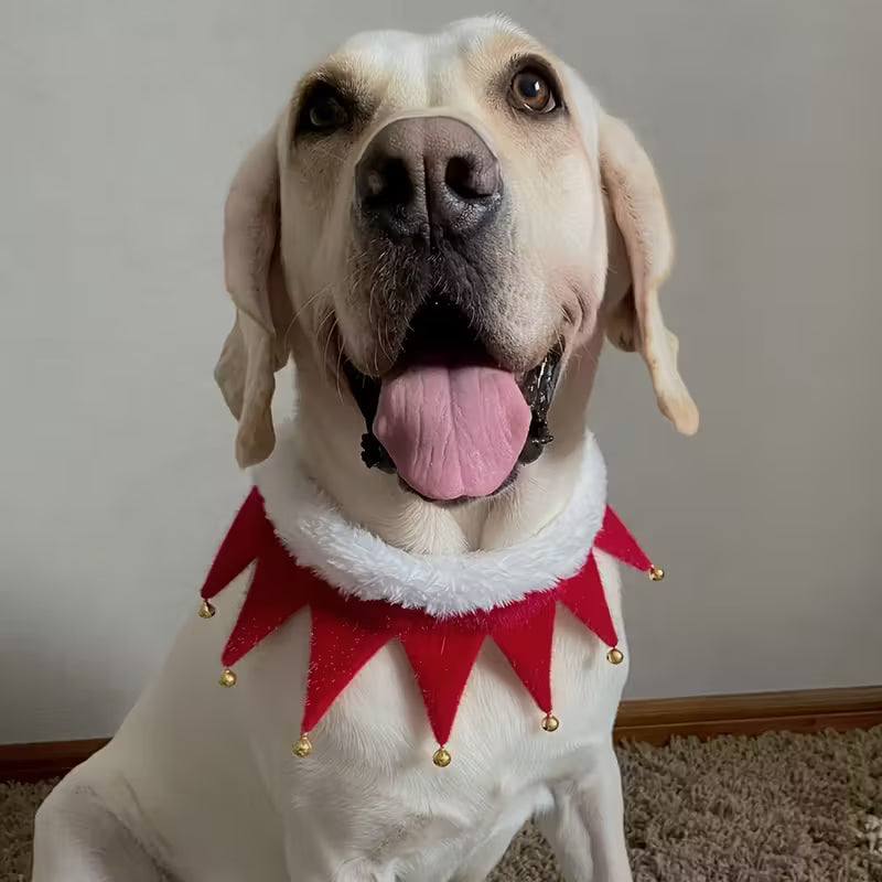 🎅 Foulard de Noël pour Chiens et Chats – Rouge à Bordure Blanche