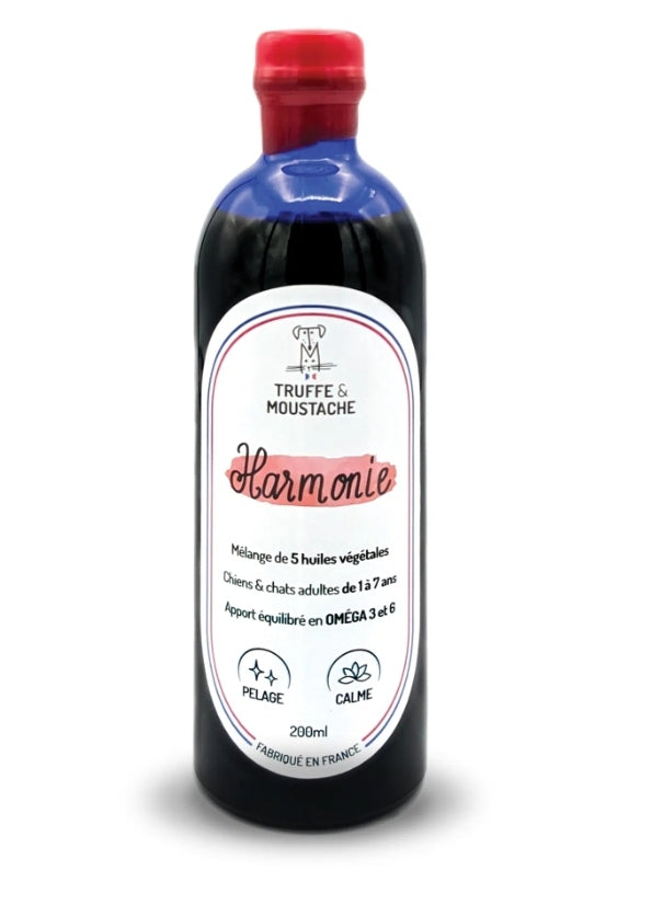Huile végétale Harmonie, oméga 3 et 6, pour chat et chien - 200ml