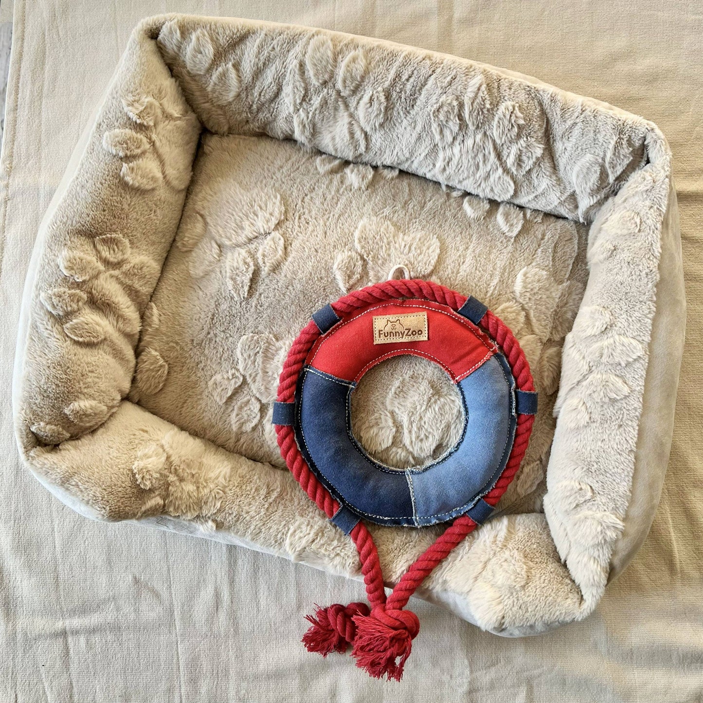 Bouée en toile de coton robuste avec fibre de coco - Jouet naturel pour chiens
