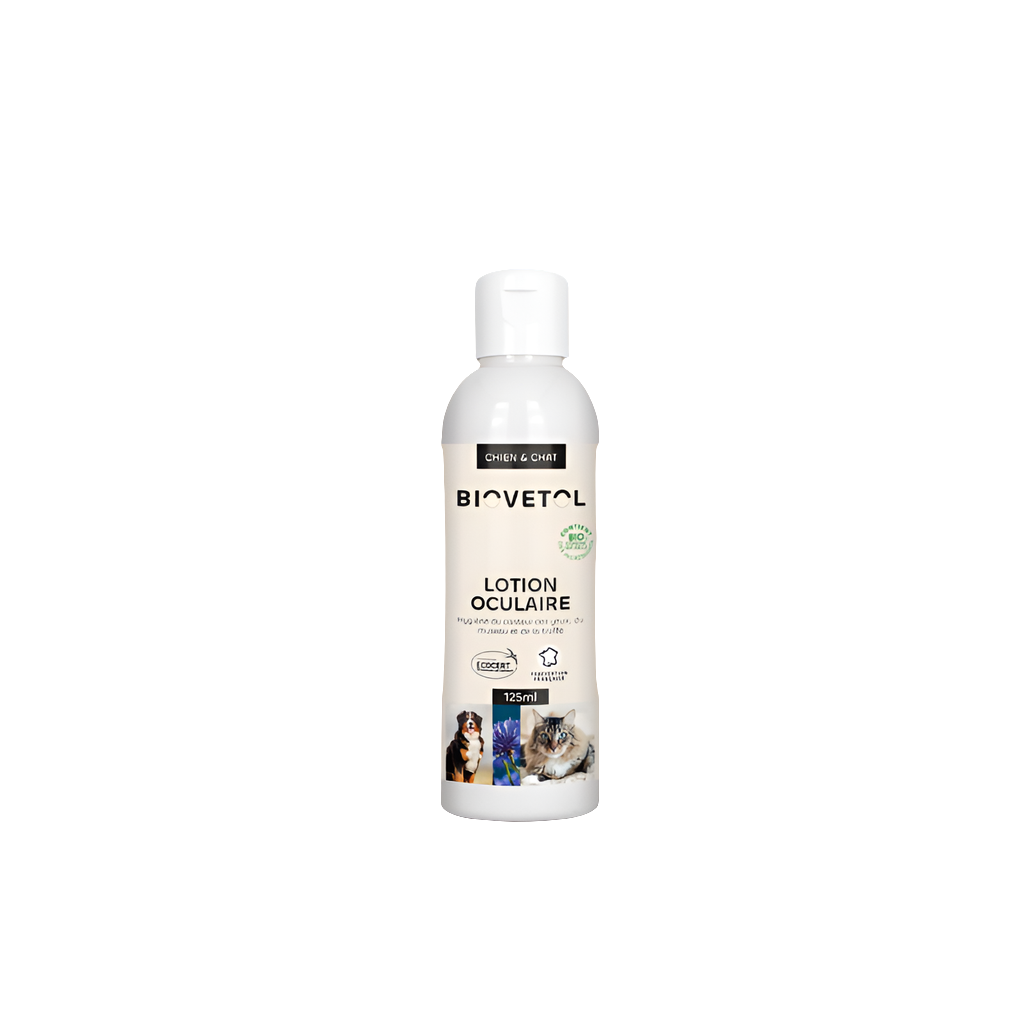 Lotion oculaire Biovetol - nettoyant yeux doux pour chat et chien - 125ml