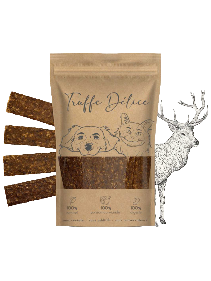 Lamelles de cerf - Friandise pour chien - 100g