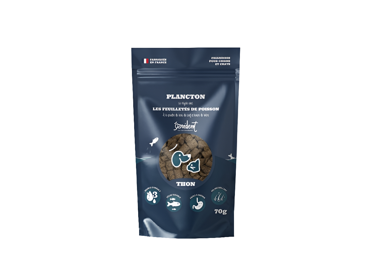 Friandises feuilletées de poisson pour chat et chien - 70g