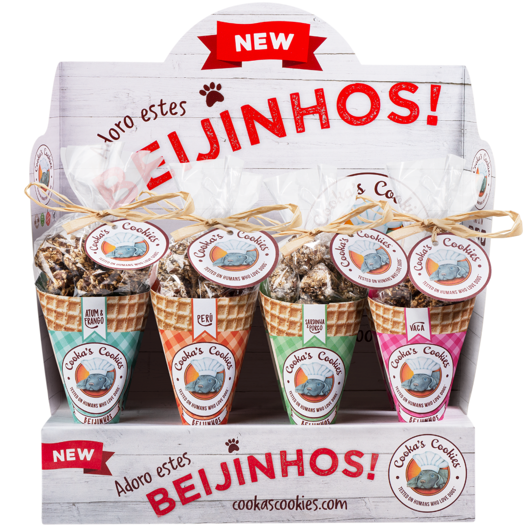 Beijinhos - Friandises croquantes et naturelles au porc et à la sardine pour chiens