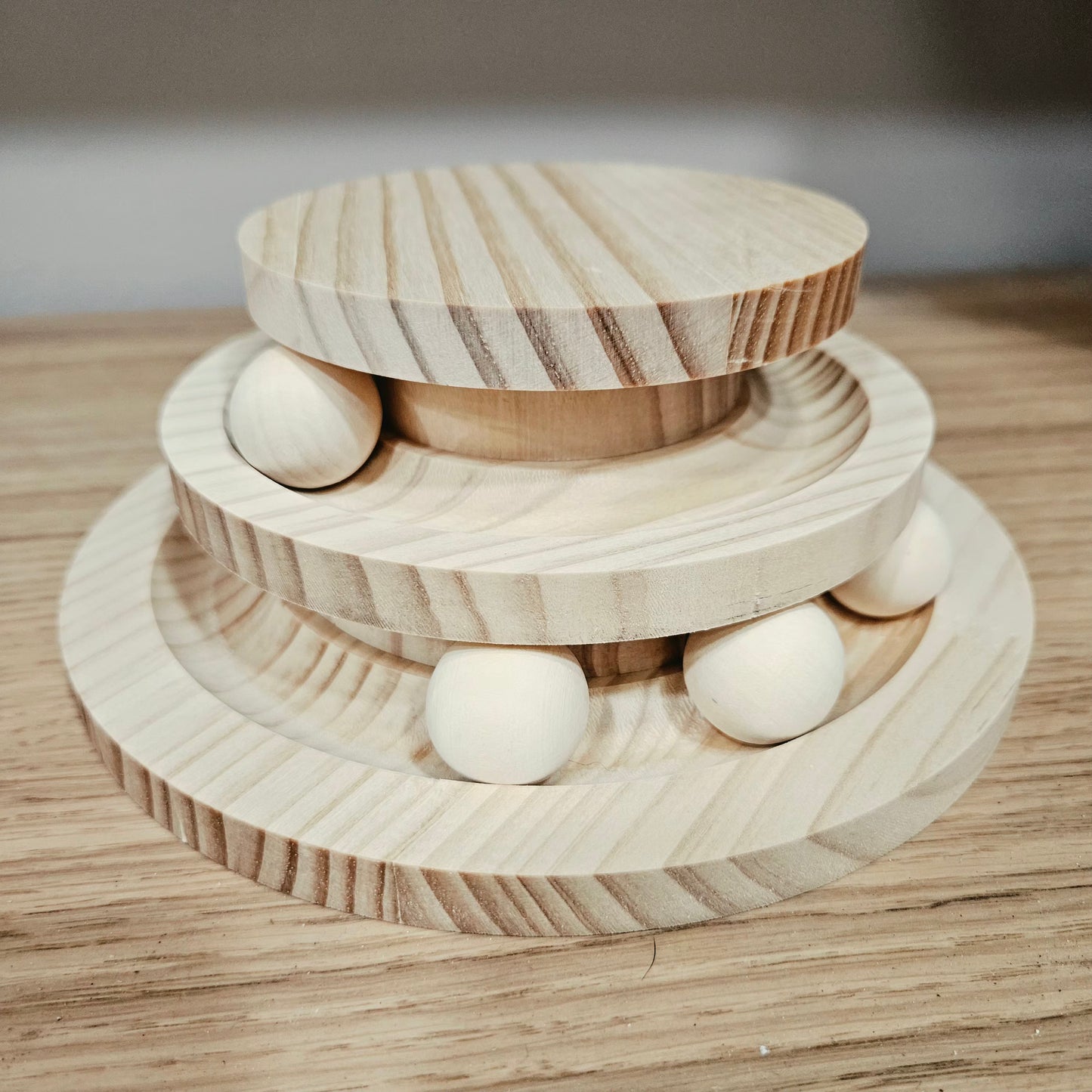 Circuit à balles en bois – Jouet interactif pour chat