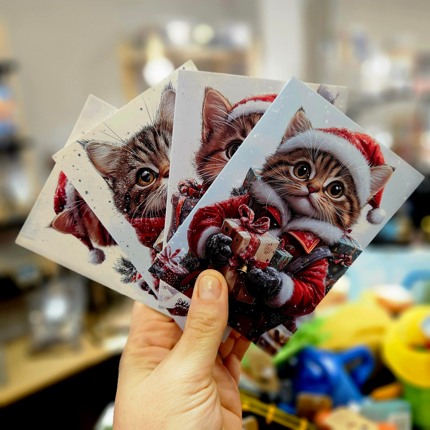 🎄 Carte de vœux de Noël – Chat au bonnet rouge 🎁