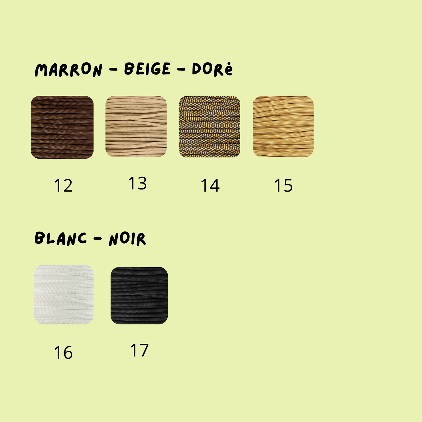 Colliers antitiques naturels en paracorde