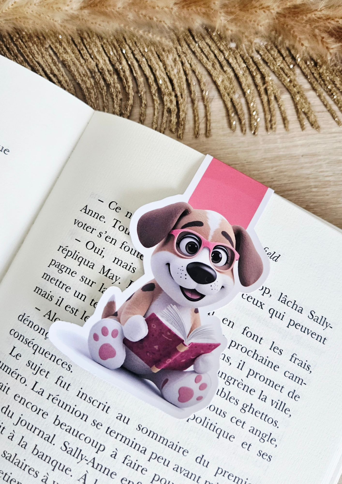 Marque-pages aimanté chien studieux