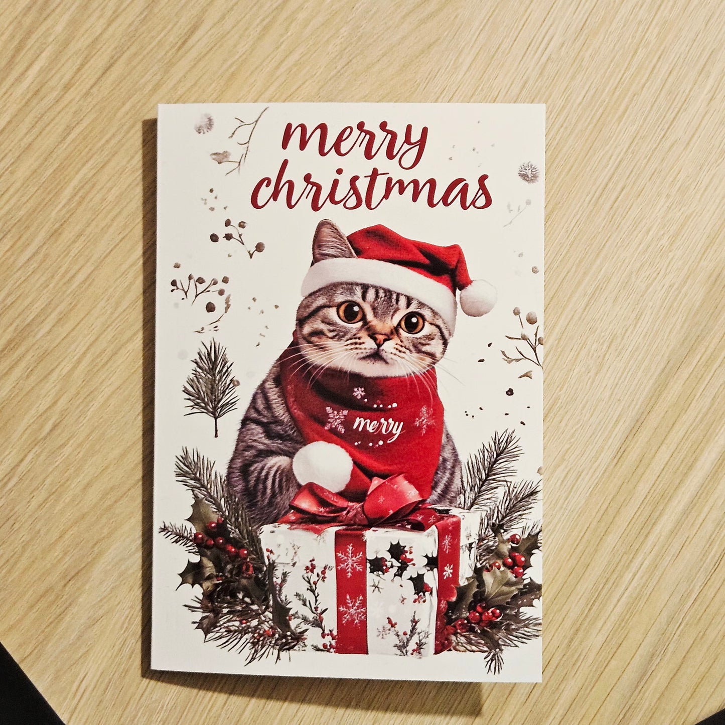 🎄 Carte de vœux de Noël – Chat mignon 🎁