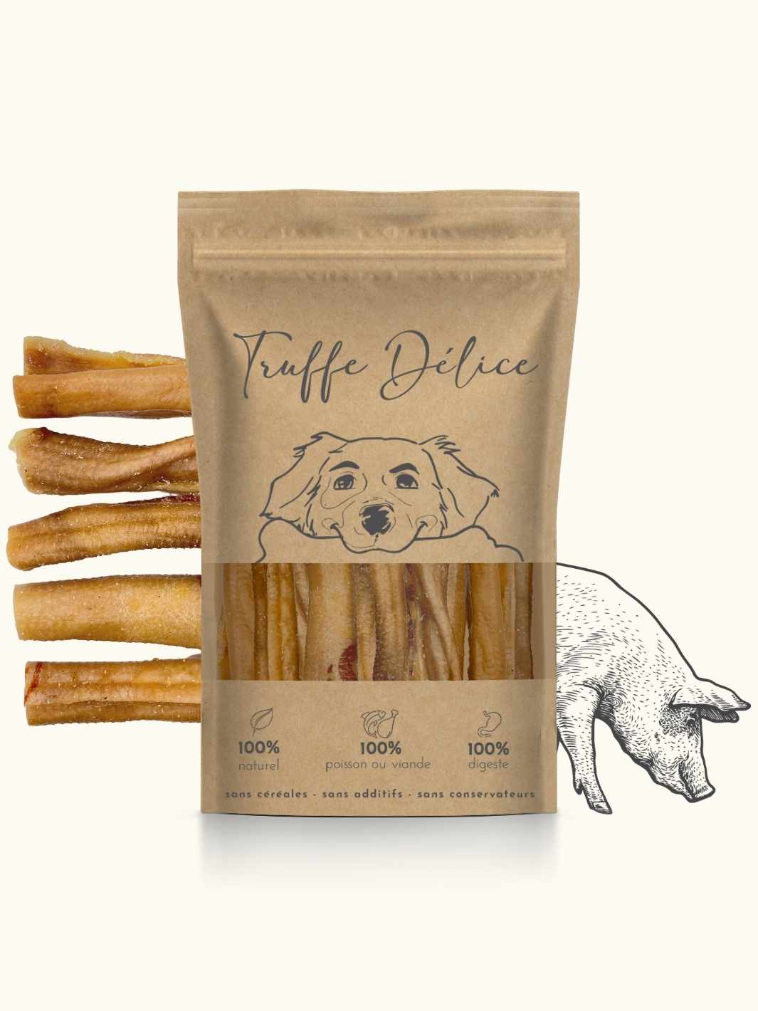 Peaux de cochon - mastication pour chien