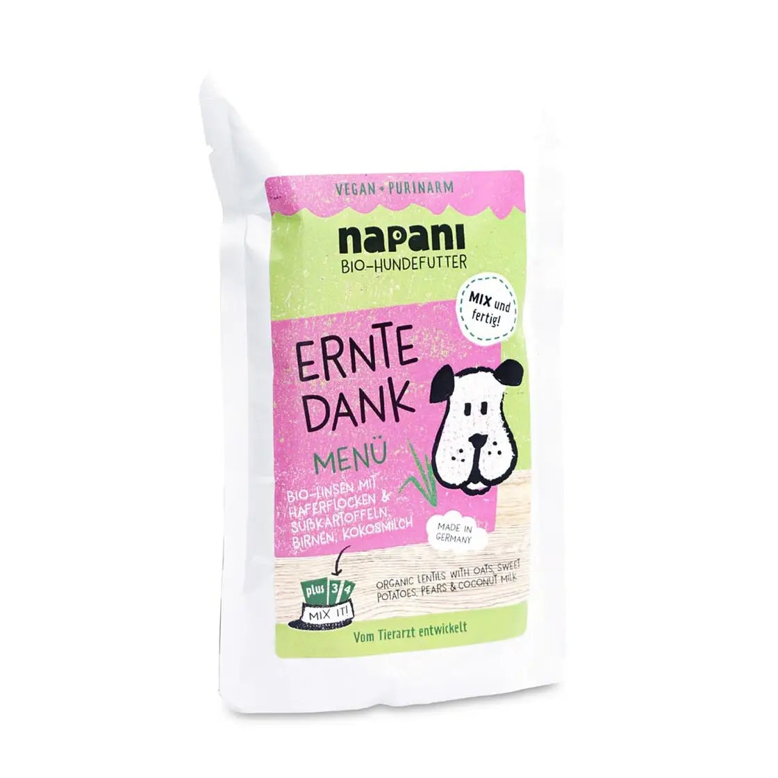 Recette bio végane faible en purine - Nourriture humide complémentaire pour chien 150g