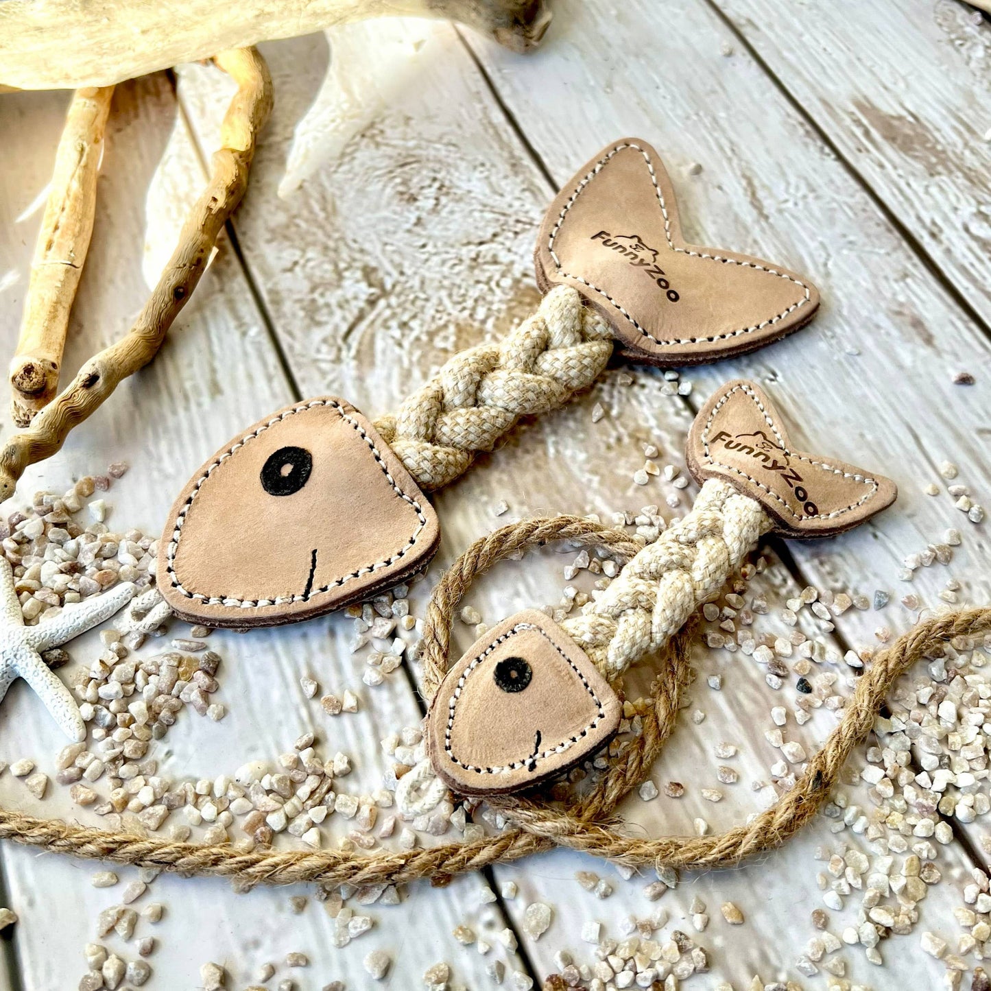 Poisson en cuir à double couche - Jouet naturel pour chien