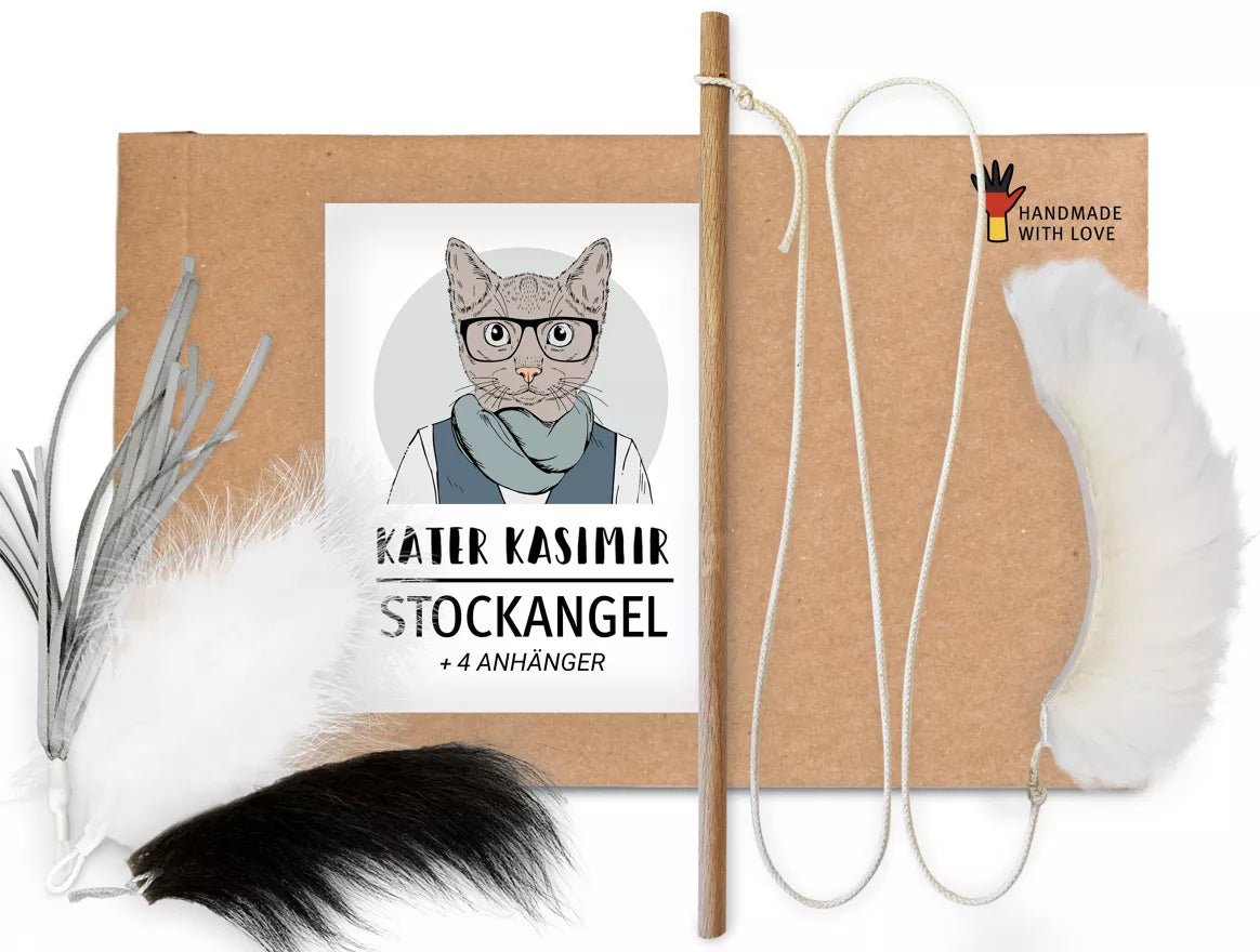 Canne à pêche pour chat avec 4 bouts interchangeables