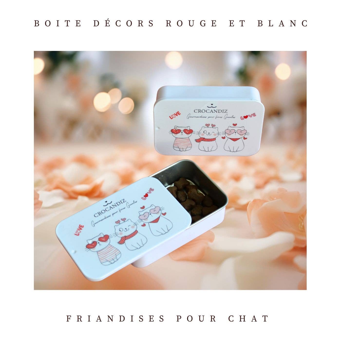 Boîte de friandises Chat Rouge & Blanc – Collection Love ❤️🐱