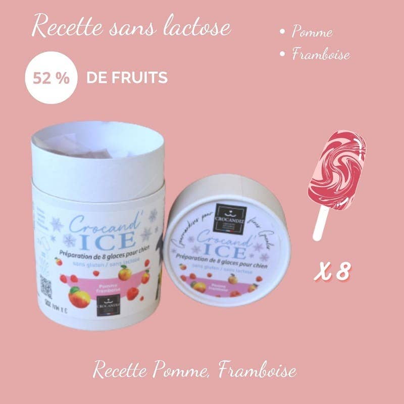 Glace pour chien Pomme  et Framboise