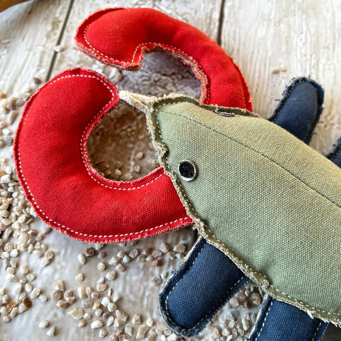 Homard en toile de coton robuste avec fibre de coco - Jouet naturel pour chien