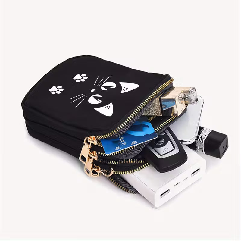 🐈 Sac à Bandoulière Chic Femme – Imprimé Chat Noir