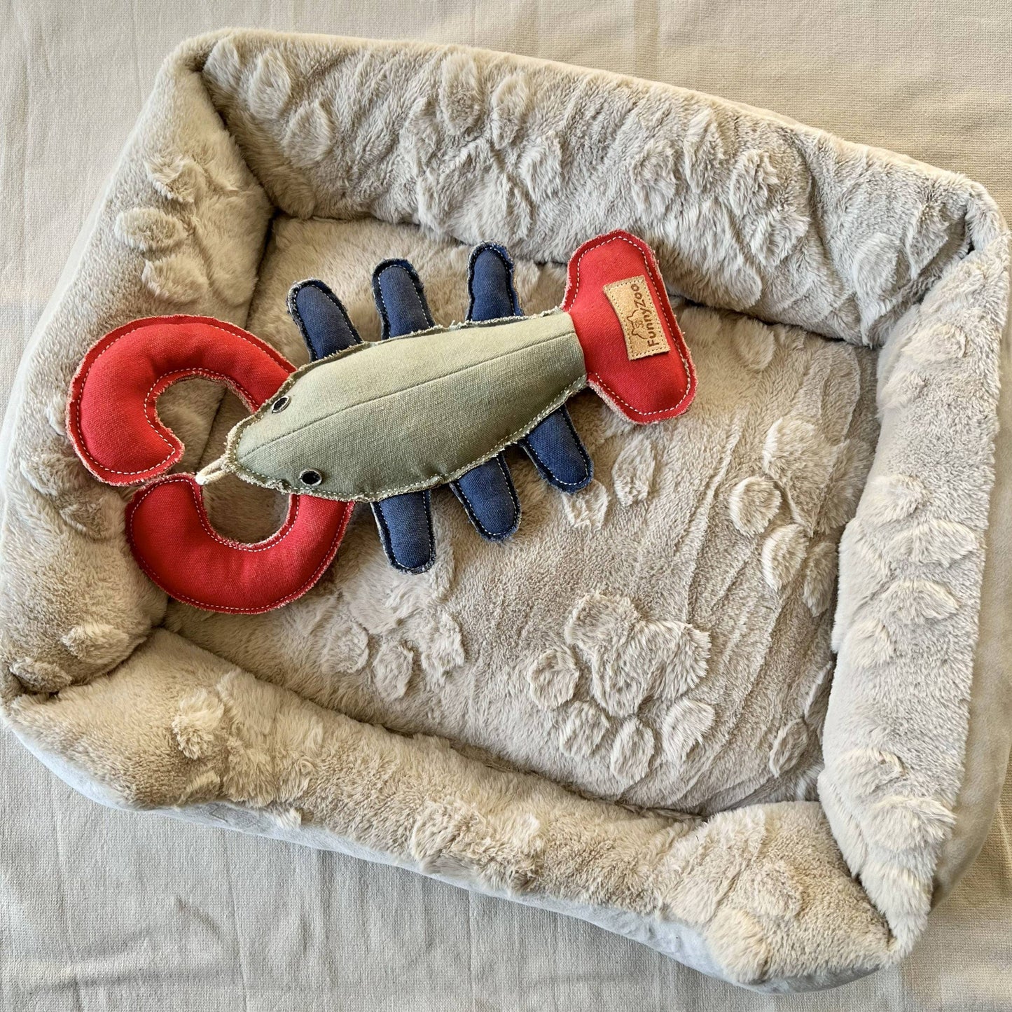 Homard en toile de coton robuste avec fibre de coco - Jouet naturel pour chien