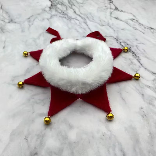 🎅 Foulard de Noël pour Chiens et Chats – Rouge à Bordure Blanche