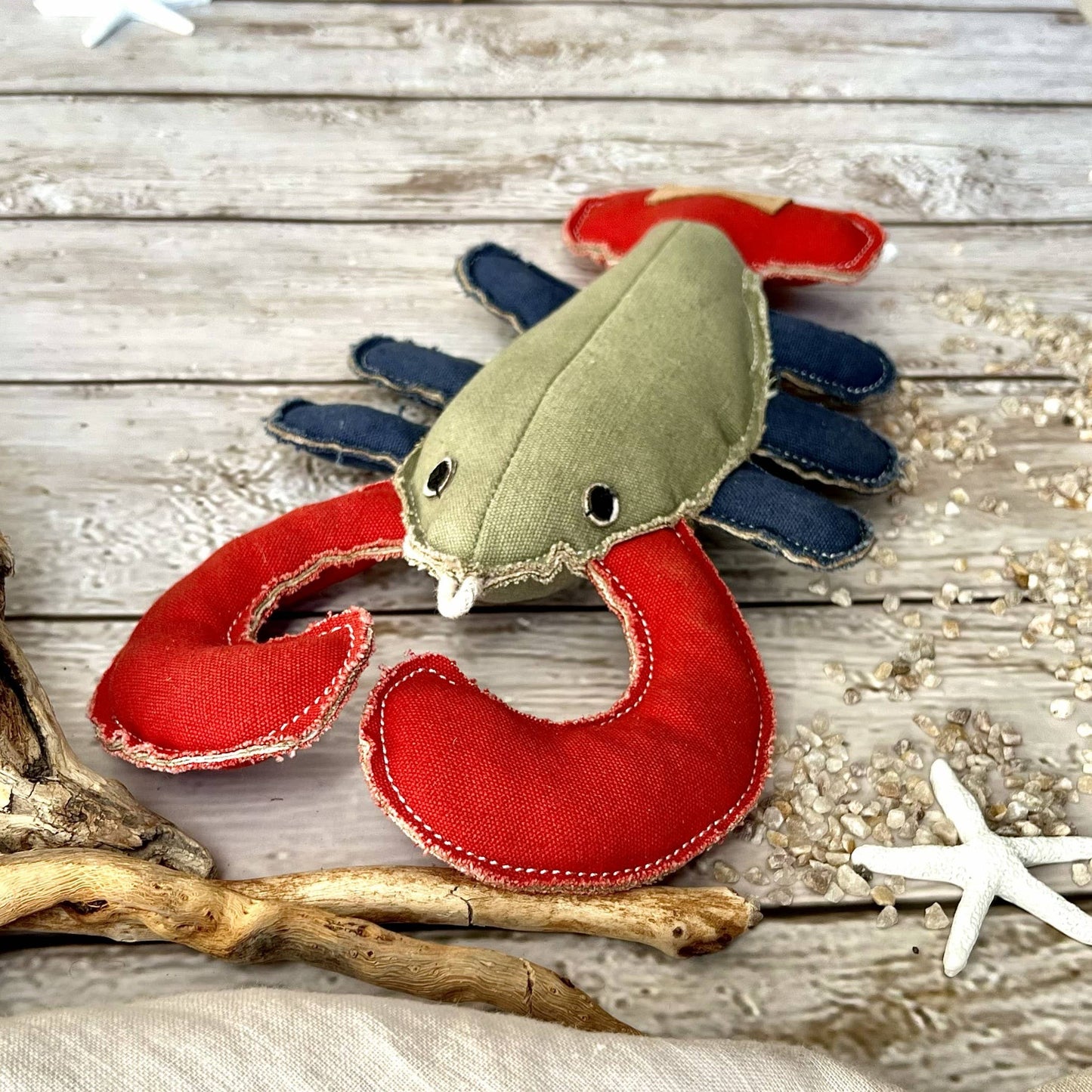 Homard en toile de coton robuste avec fibre de coco - Jouet naturel pour chien