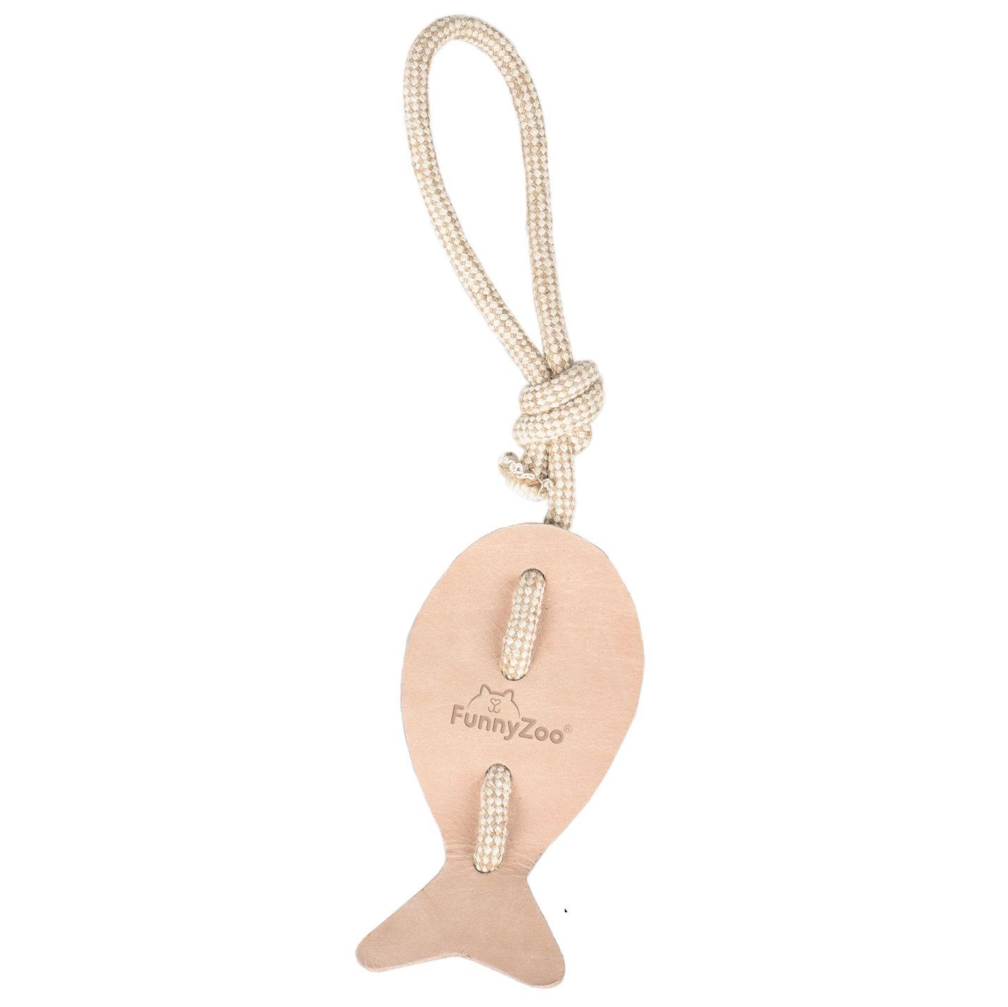 Poisson en cuir et corde - jouet naturel pour chien