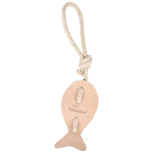 Poisson en cuir et corde - jouet naturel pour chien