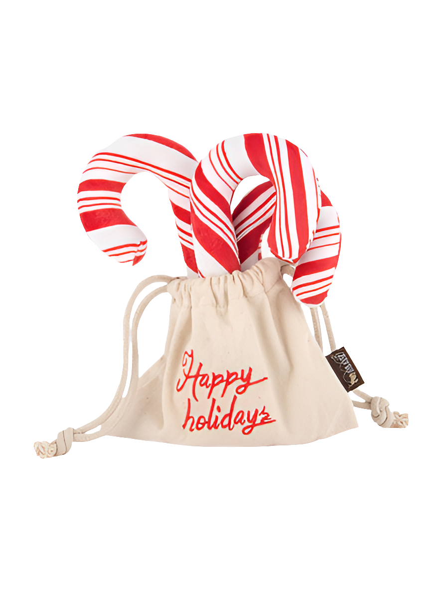 Peluche de Noël – 3 Sucres d’Orge & Pochon - jouet pour chien