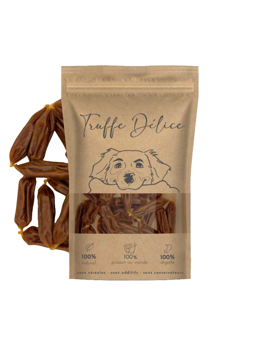 Saucisses de poulet - Friandises pour chien - 100g