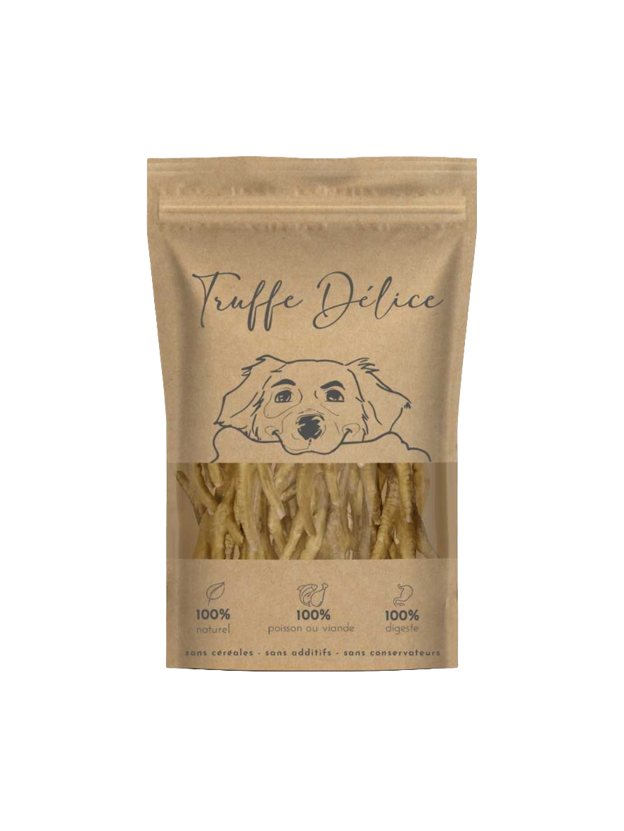 Pattes de poulet séchées - Mastication gourmande pour chien - 200g