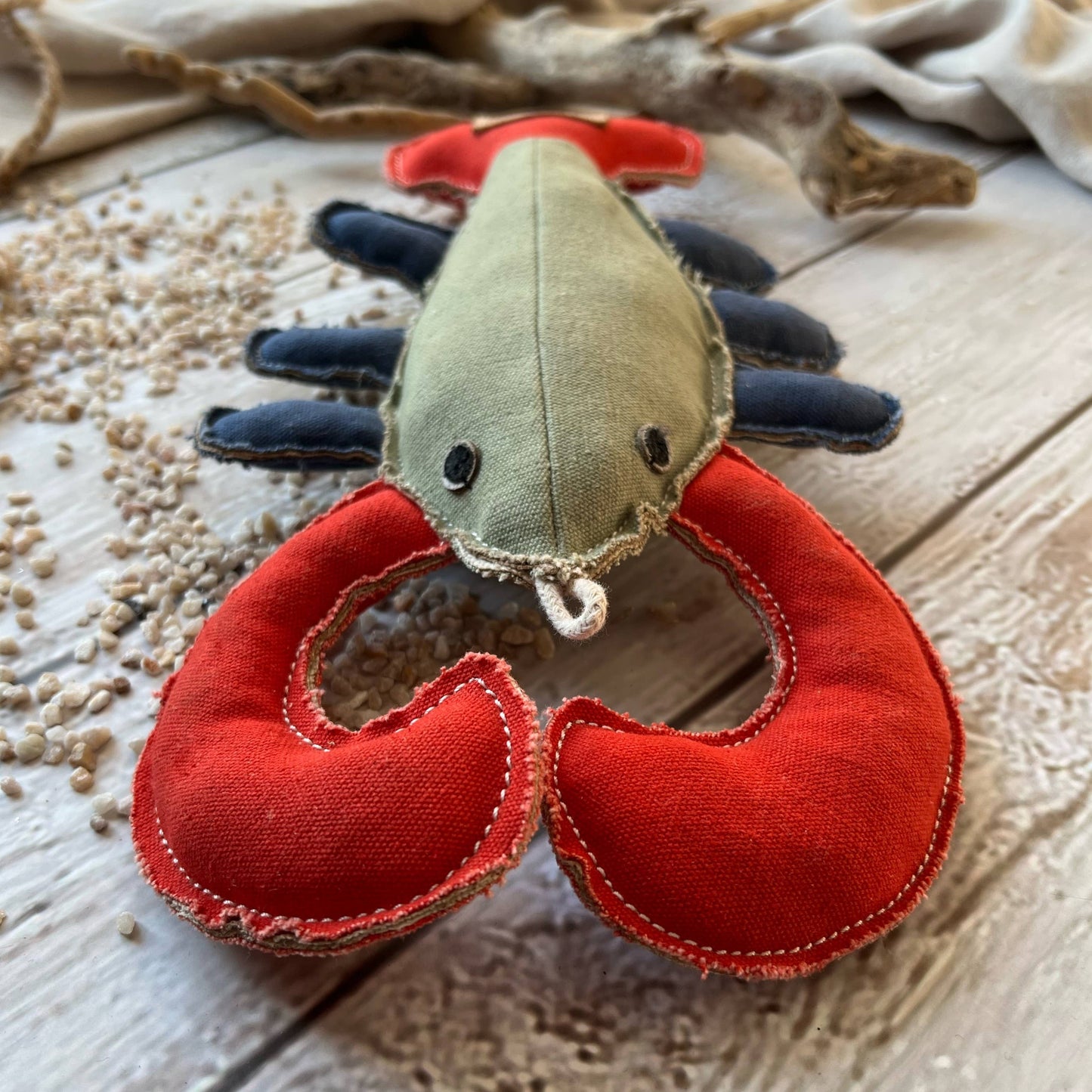 Homard en toile de coton robuste avec fibre de coco - Jouet naturel pour chien