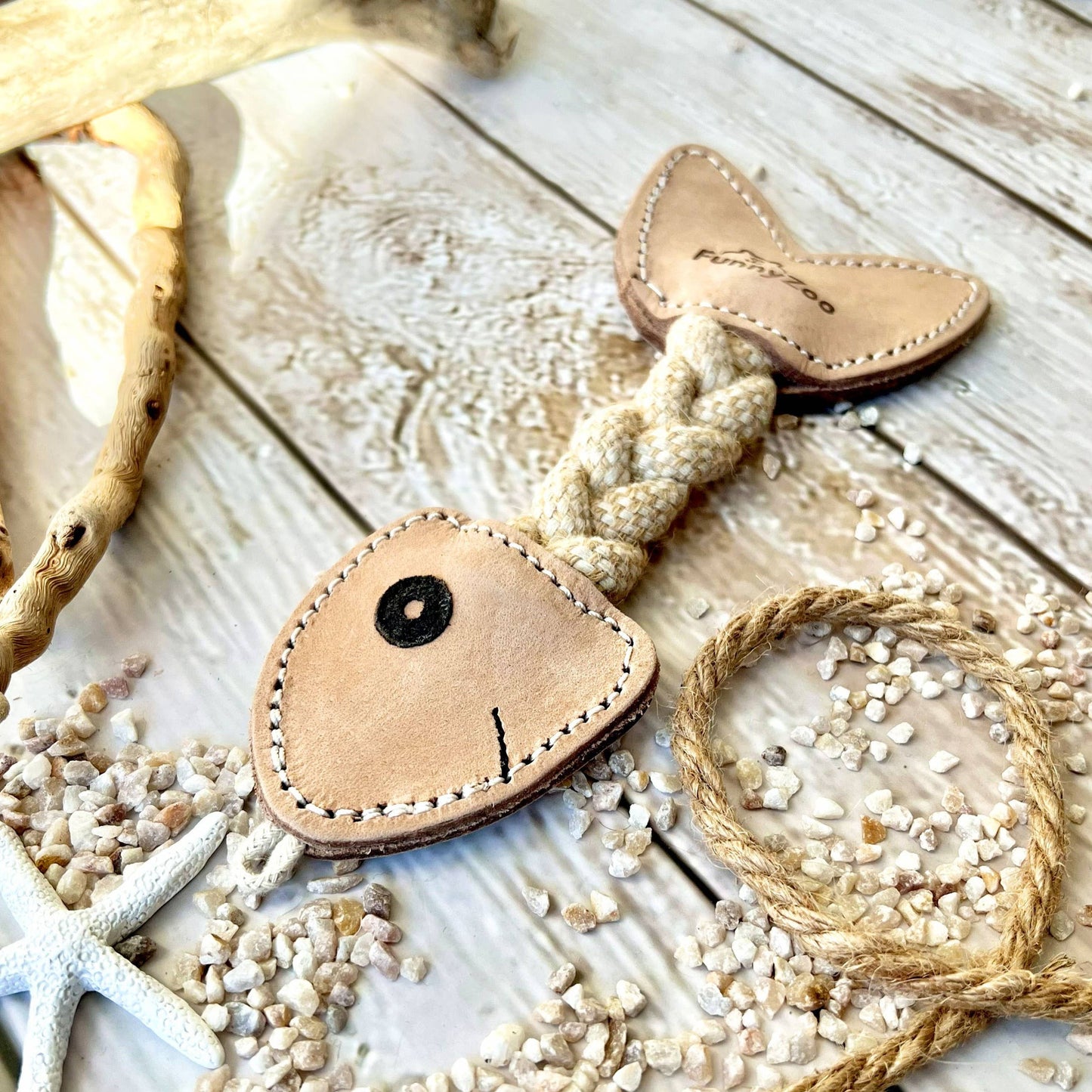 Poisson en cuir à double couche - Jouet naturel pour chien