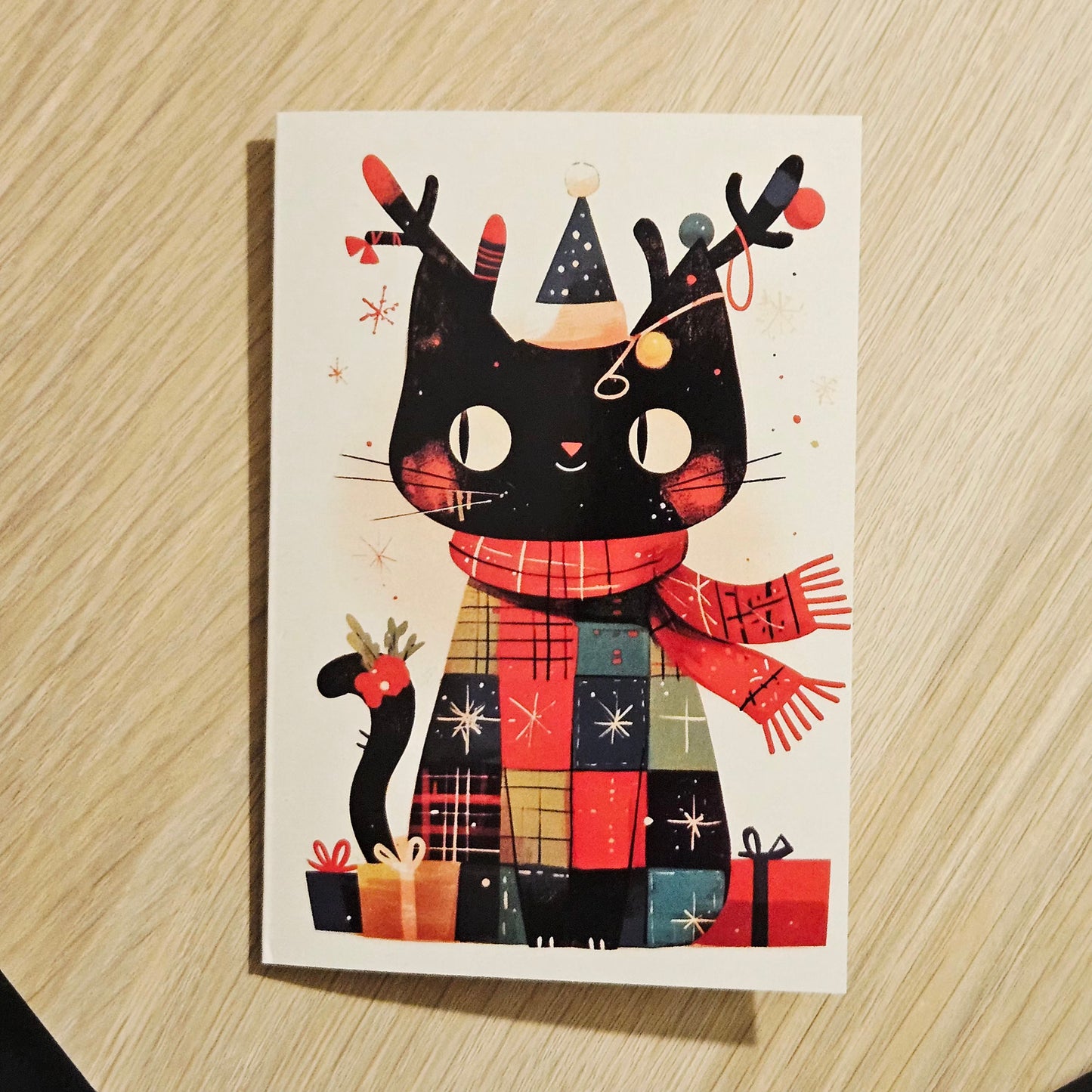 🎄 Carte de vœux de Noël – Chat noir 🐾