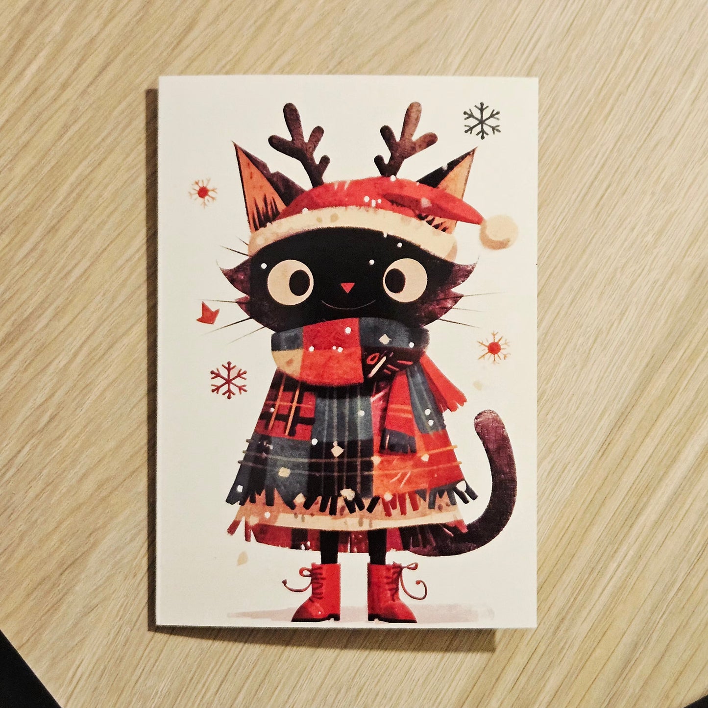 🎄 Carte de vœux de Noël – Chat noir 🐾