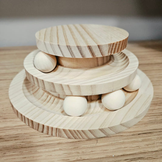 Circuit à balles en bois – Jouet interactif pour chat