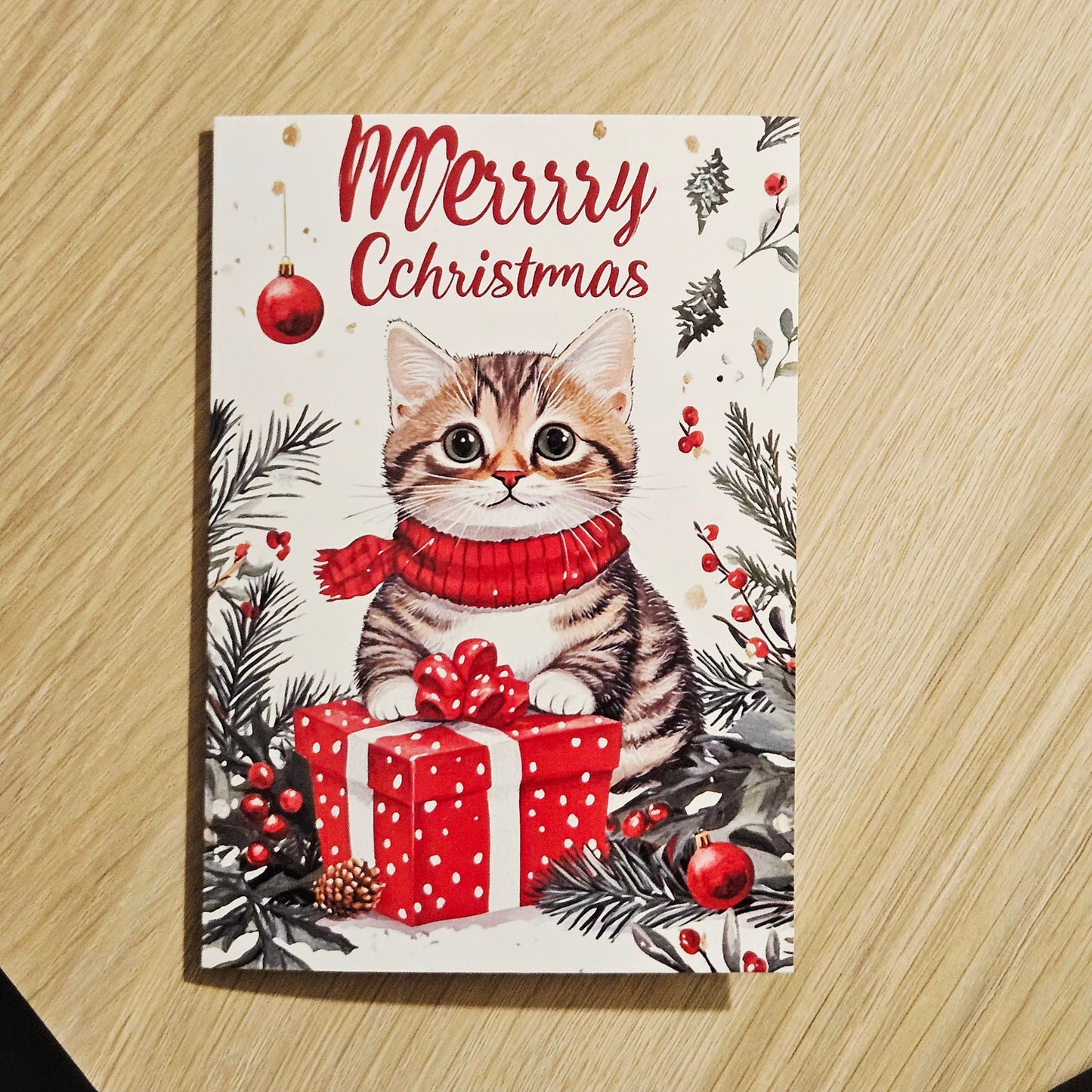 🎄 Carte de vœux de Noël – Chat mignon 🎁