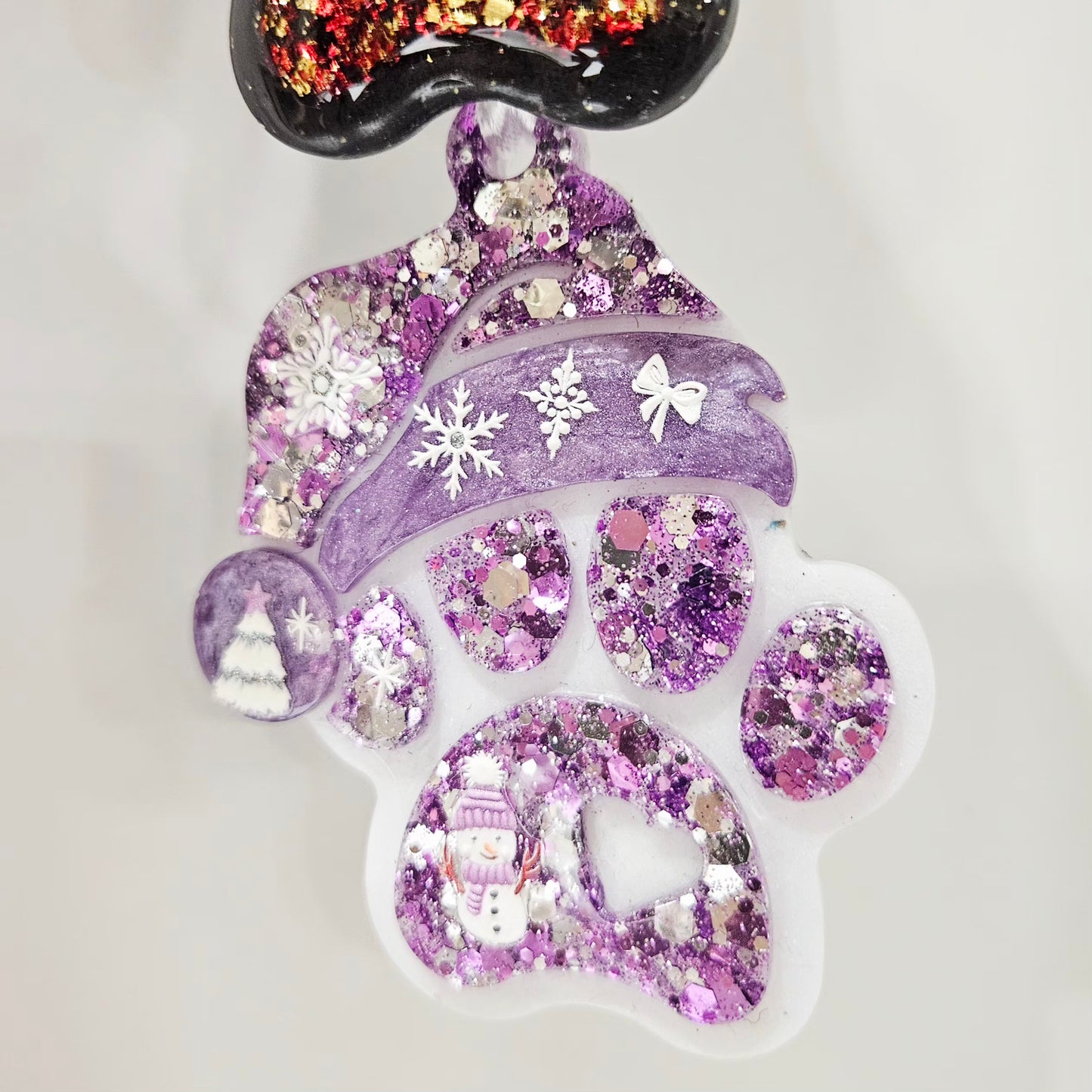 🎄 Suspension Patoune de Noël – Résine faite main