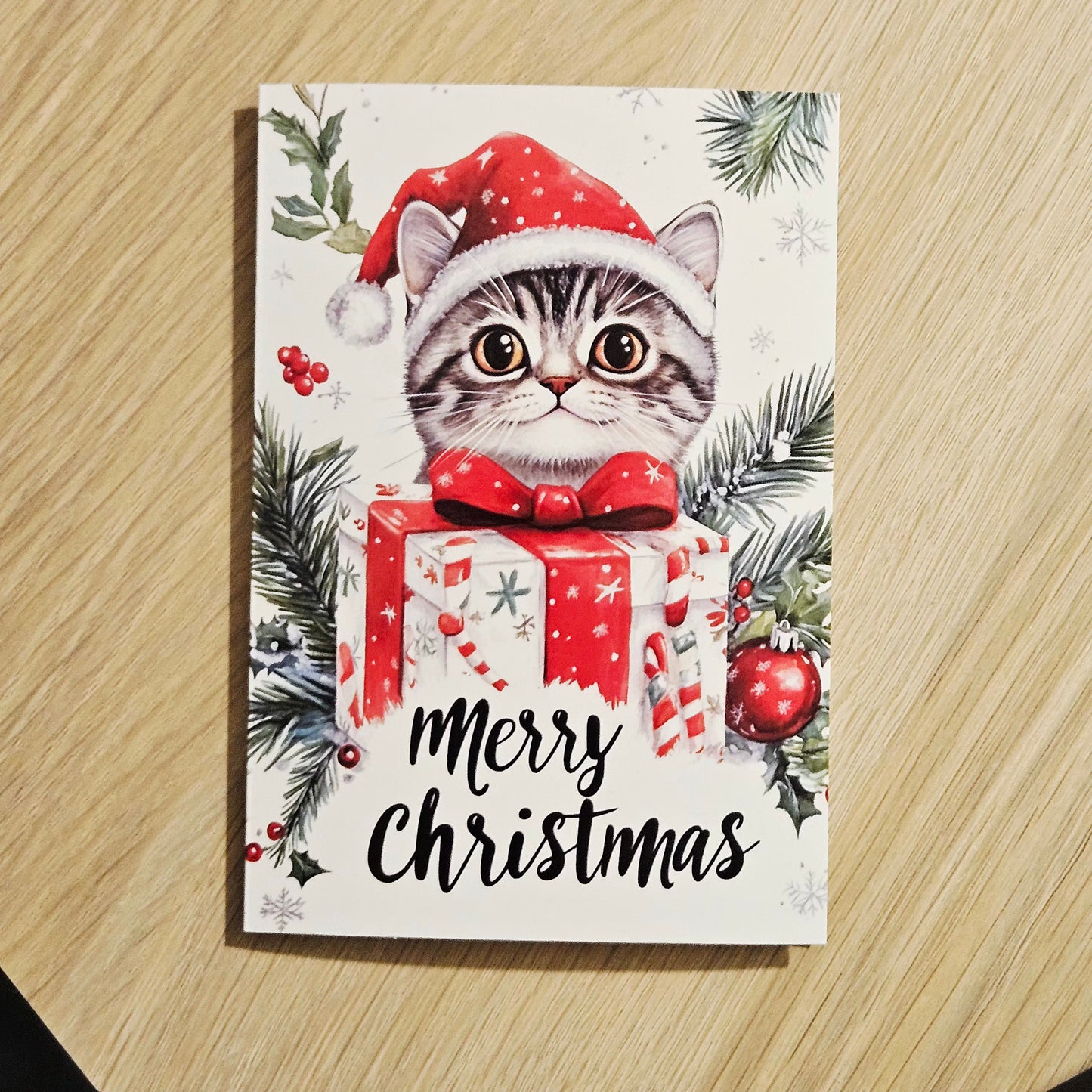 🎄 Carte de vœux de Noël – Chat mignon 🎁