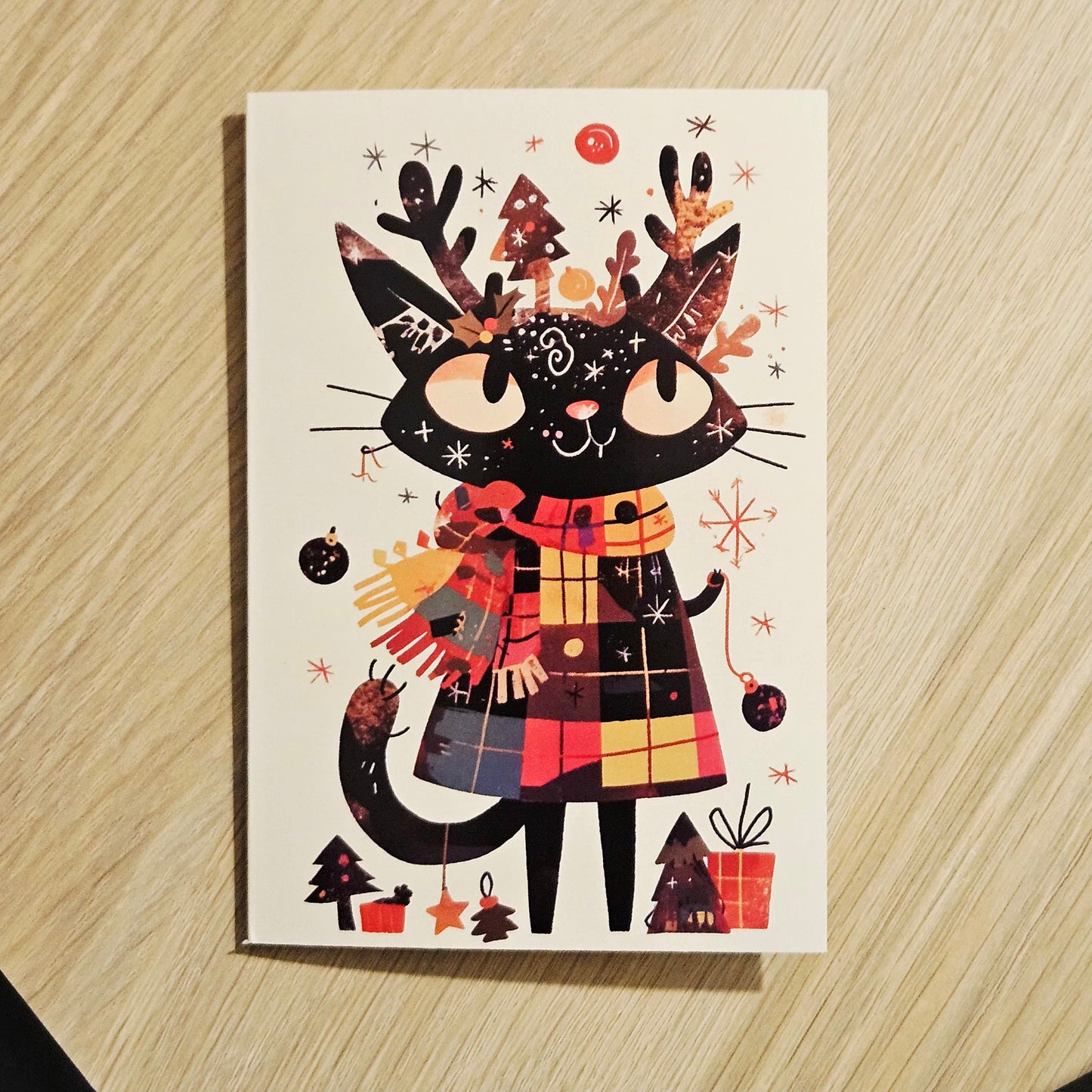 🎄 Carte de vœux de Noël – Chat noir 🐾