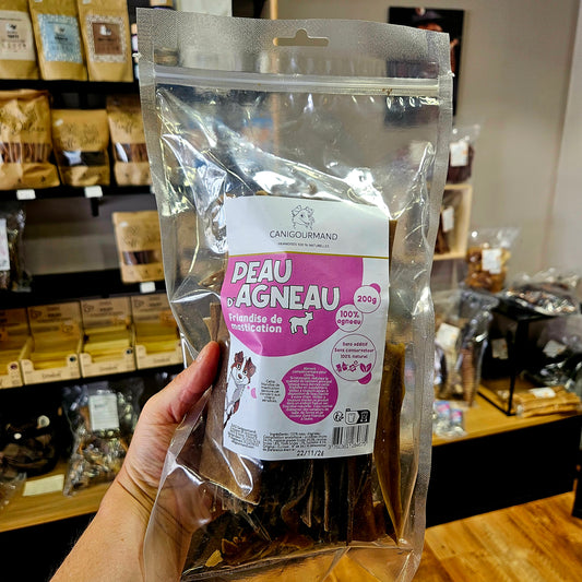 Peau d'agneau - mastication gourmande pour chien - 200g