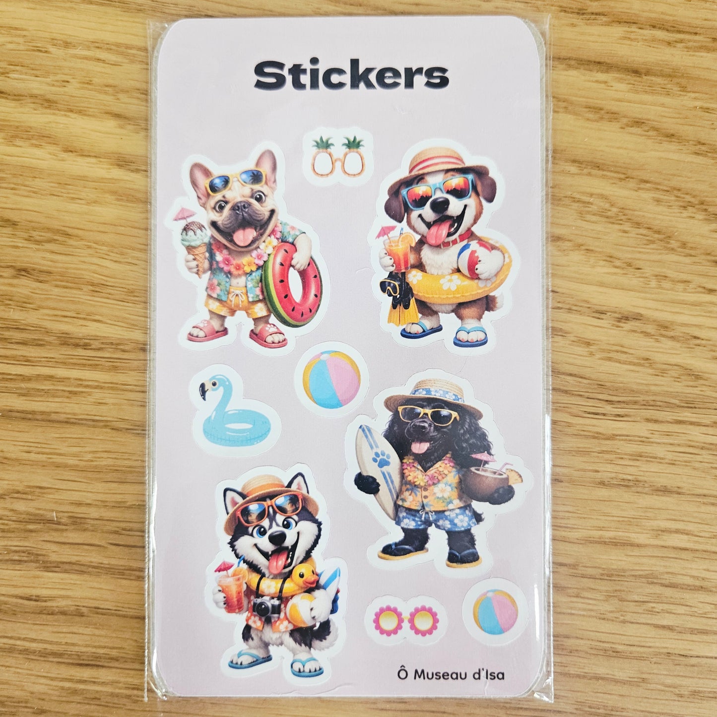 Planche de stickers - Chiens en vacances
