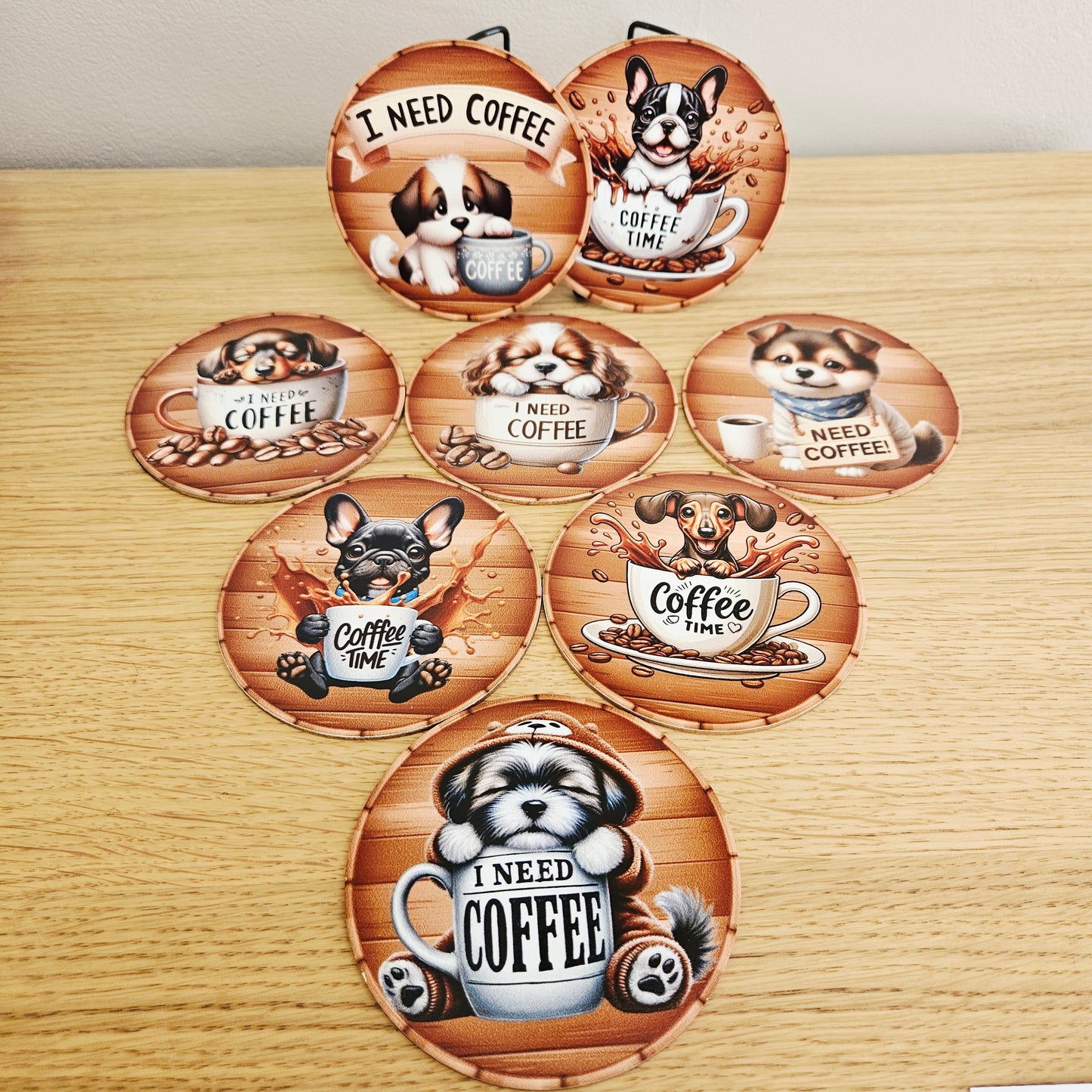 Ensemble de sous-verres animaux avec support métal noir