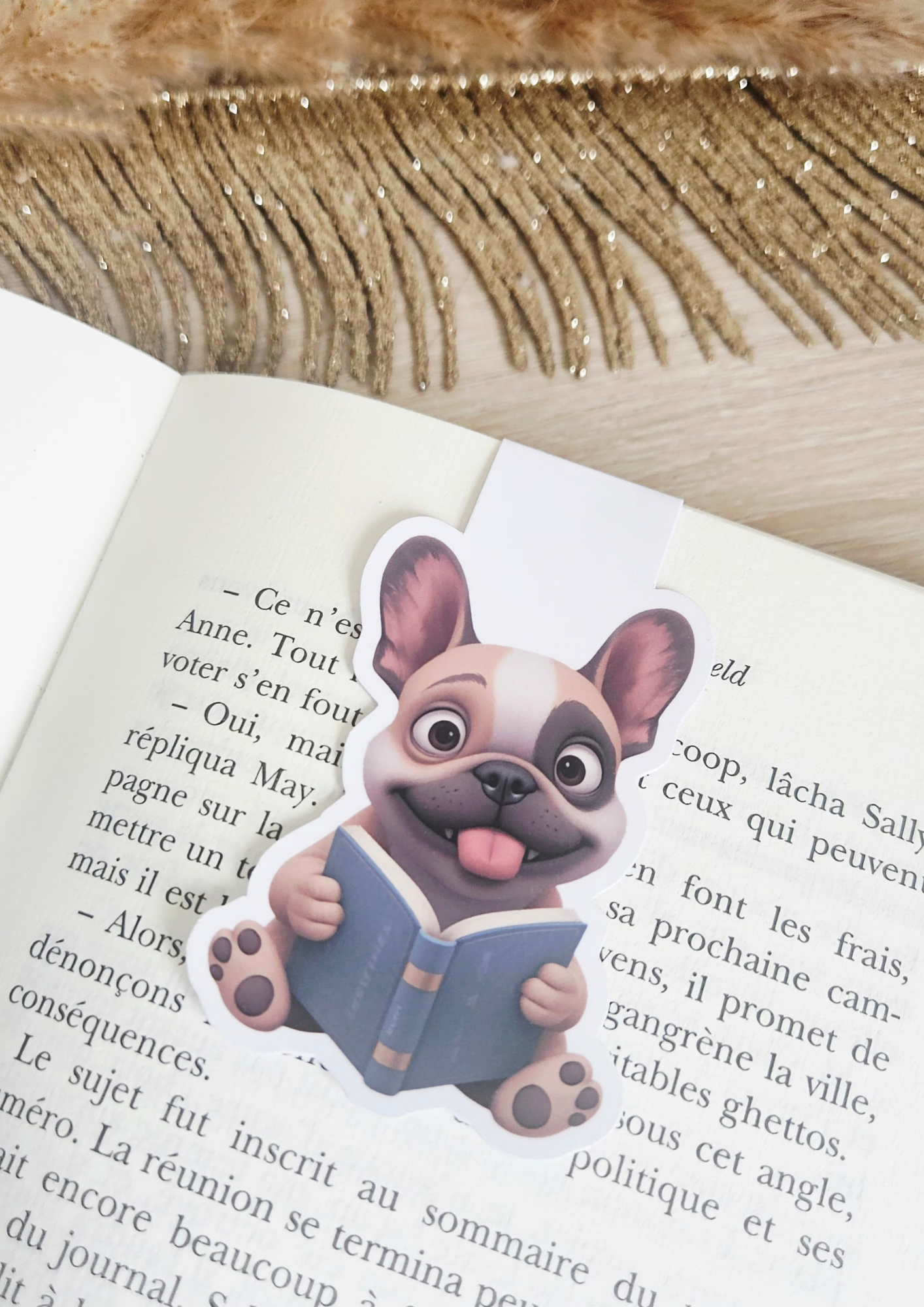 Marque-pages aimanté bouledogue français