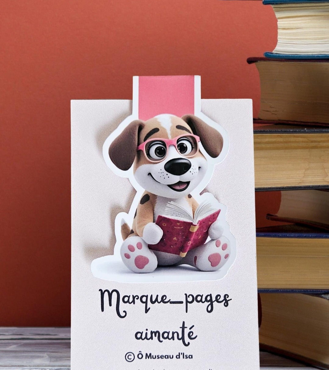 Marque-pages aimanté chien studieux