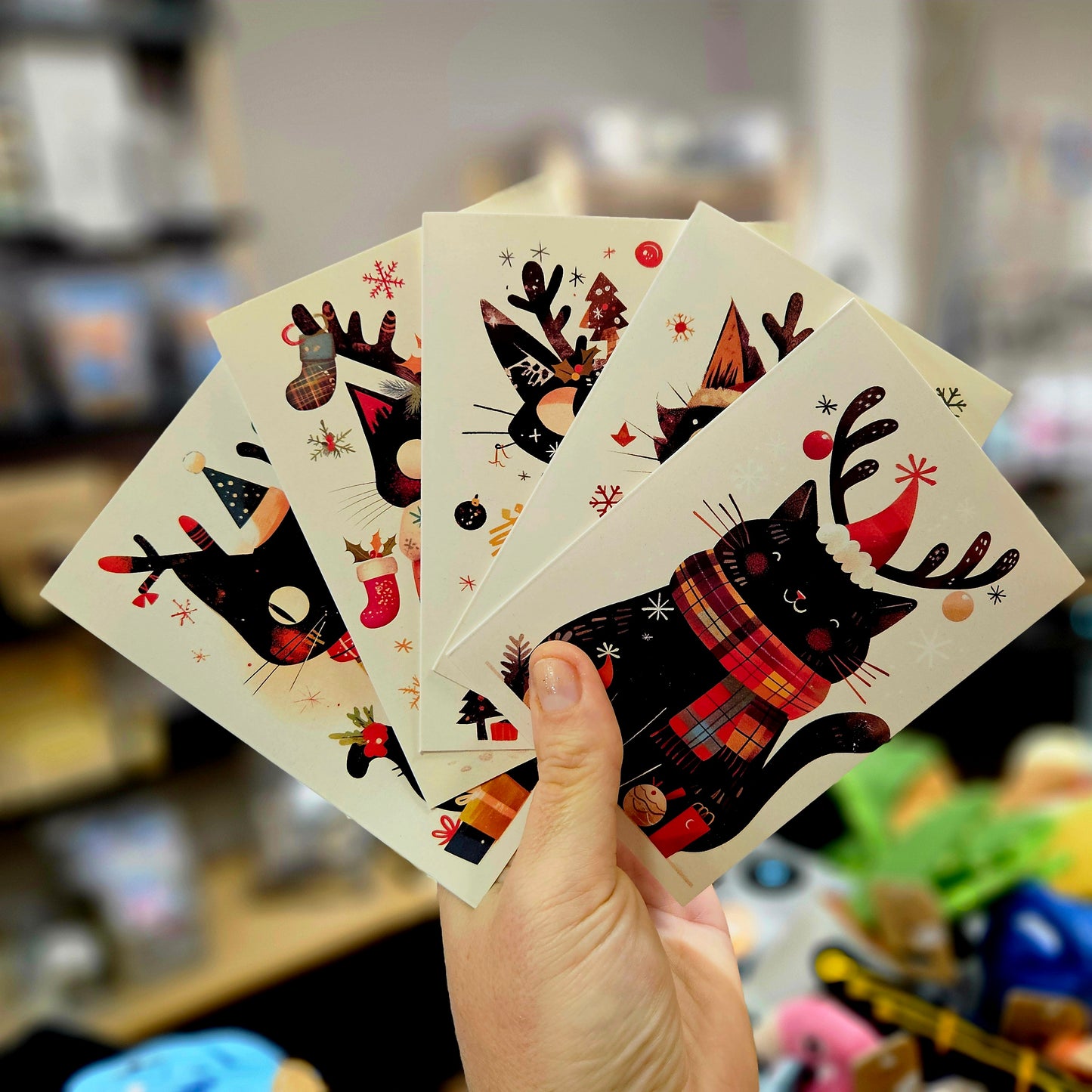 🎄 Carte de vœux de Noël – Chat noir 🐾