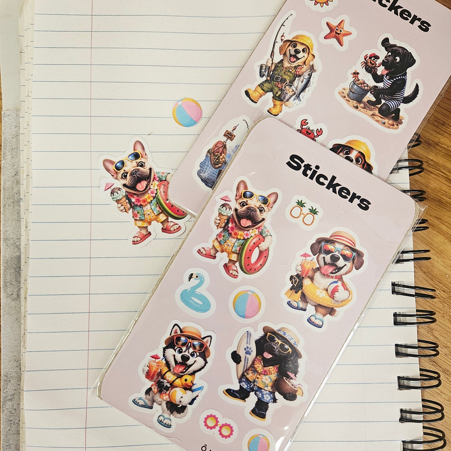 Planche de stickers - Chiens en vacances