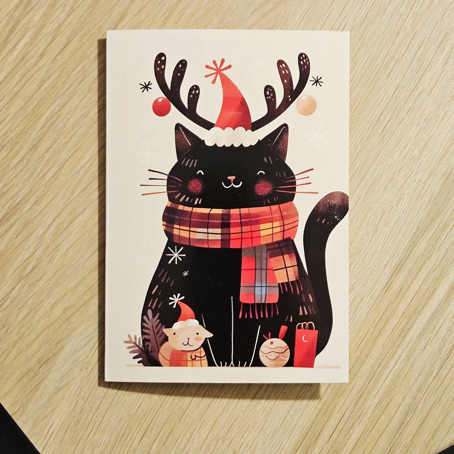 🎄 Carte de vœux de Noël – Chat noir 🐾