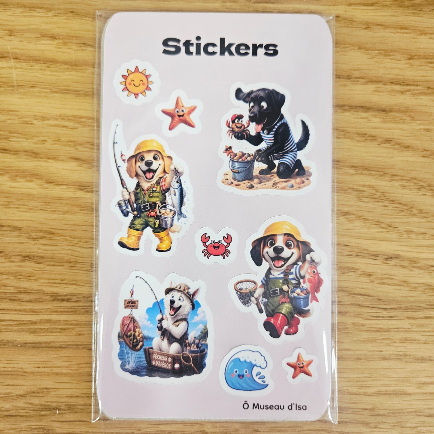 Planche de stickers - Chiens en vacances