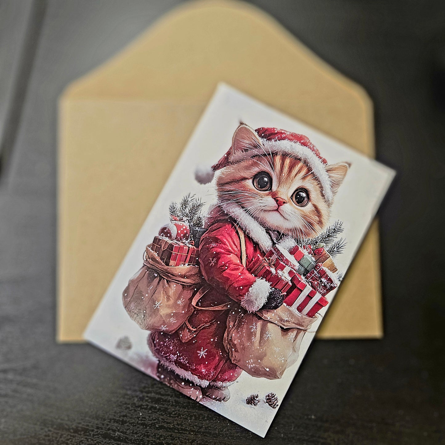 🎄 Carte de vœux de Noël – Chat mignon 🎁