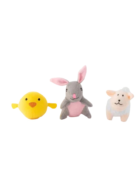 Lot de 3 mini peluches pour chien - Edition Pâques
